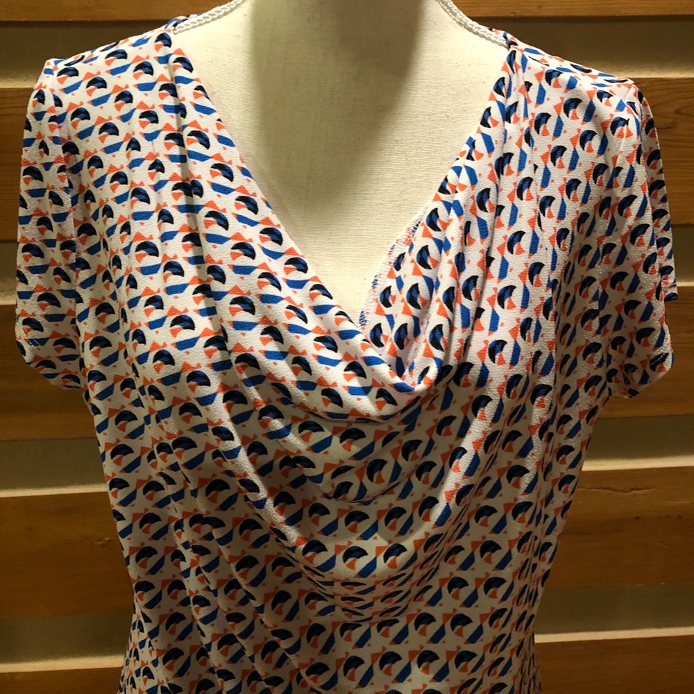 Ann Taylor Blue and Orange Blouse
